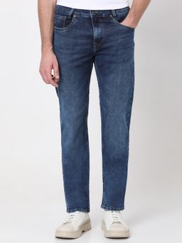 Mufti - Blue Cotton Blend Solid Jeans