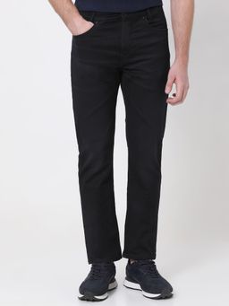 Mufti - Black Cotton Blend Solid Jeans