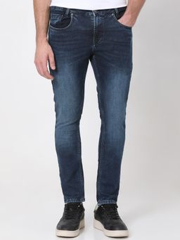 Mufti - Blue Cotton Blend Solid Jeans