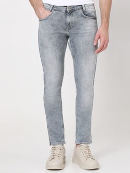 Mufti - Grey Denim Solid Jeans