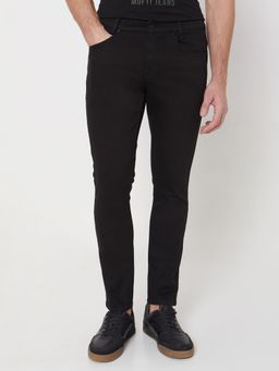 Mufti - Black Cotton Solid Jeans