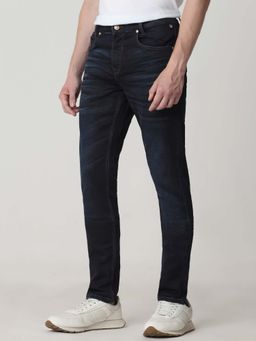 Mufti - Blue Cotton Blend Solid Jeans
