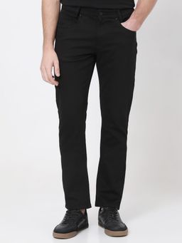 Mufti - Black Cotton Blend Solid Jeans