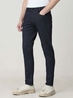 Mufti - Blue Cotton Blend Solid Jeans
