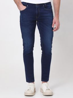 Mufti - Blue Cotton Blend Solid Jeans