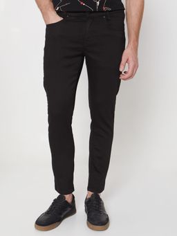 Mufti - Black Cotton Blend Solid Jeans