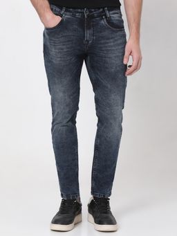 Mufti - Blue Cotton Blend Solid Jeans