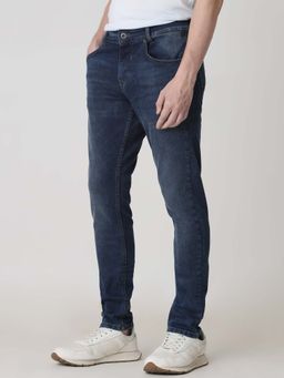 Mufti - Blue Cotton Blend Solid Jeans