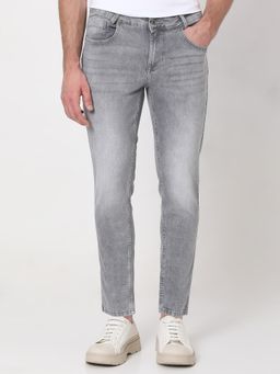 Mufti - Grey Cotton Blend Solid Jeans