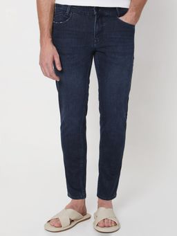 Mufti - Blue Cotton Blend Solid Jeans