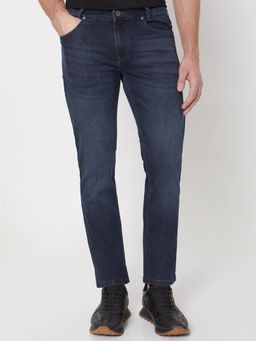 Mufti - Blue Cotton Blend Solid Jeans