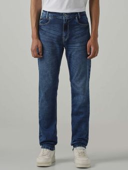 Mufti - Blue Cotton Blend Solid Jeans
