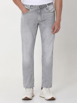 Mufti - Grey Cotton Blend Solid Jeans