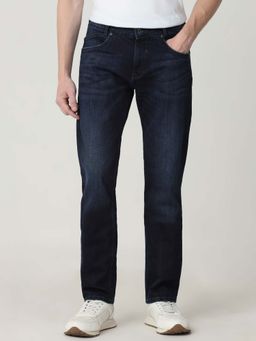 Mufti - Blue Cotton Blend Solid Jeans