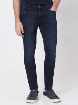 Mufti - Blue Cotton Blend Solid Jeans