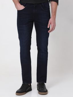 Mufti - Blue Cotton Blend Solid Jeans