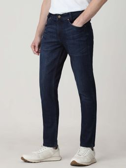 Mufti - Blue Cotton Blend Solid Jeans