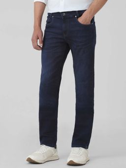 Mufti - Blue Cotton Blend Solid Jeans