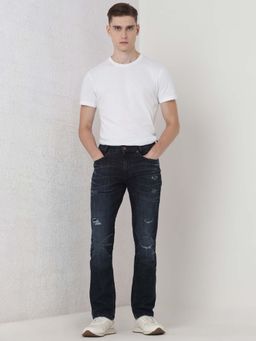 Mufti - Blue Cotton Blend Solid Jeans