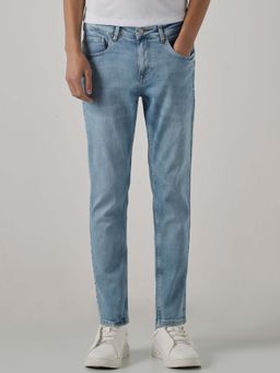 Mufti - Blue Cotton Blend Solid Jeans