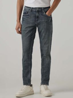 Mufti - Blue Cotton Blend Solid Jeans