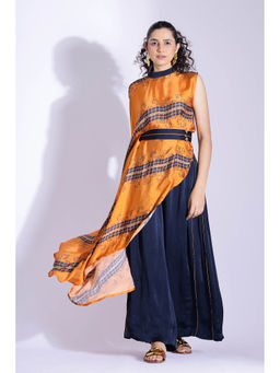 Studio Surbhi - Multicolor Georgette Satin Embellished Kurta with Pant and Belt (Set of 3)