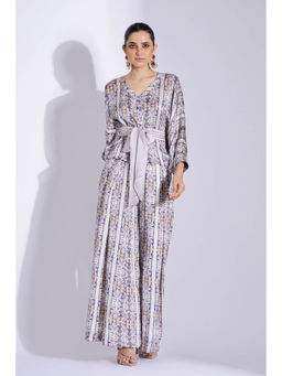 Studio Surbhi - Grey Kimono Printed Co-Ord (Set of 3)