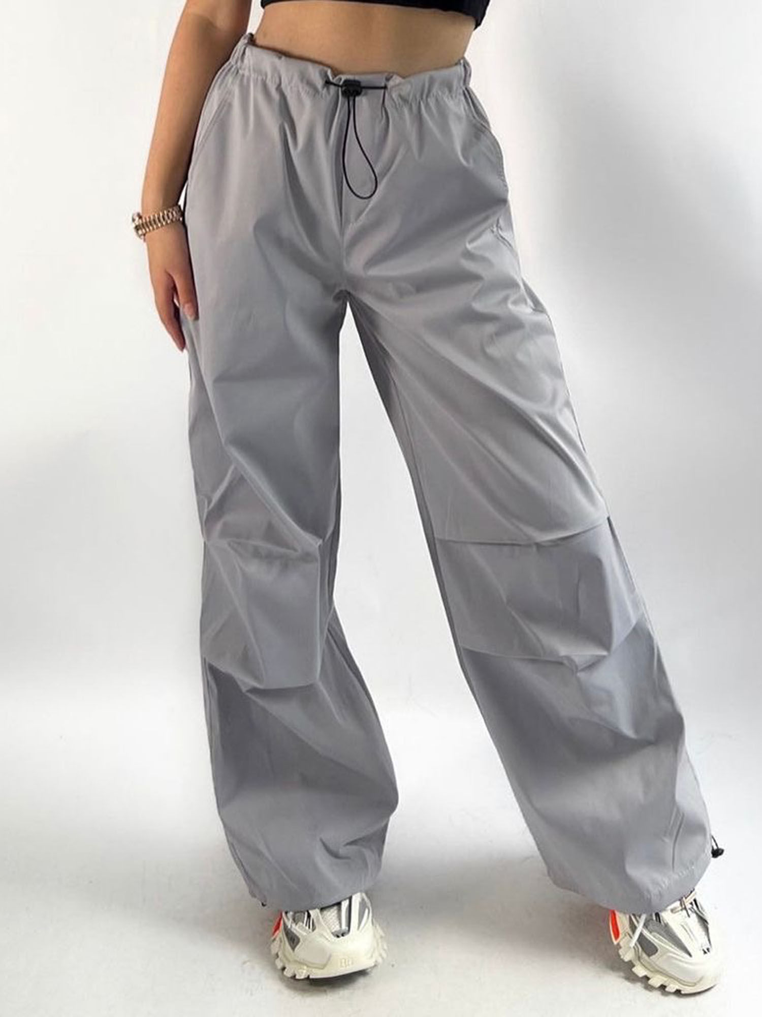Buy IZF Grey Oversized Parachute Pant Online