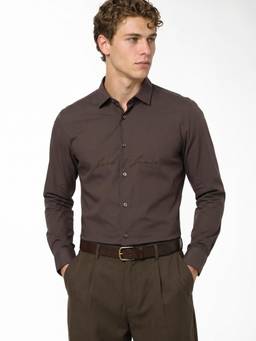 Jack & Jones - Men Dark Brown Embroidered Shirt