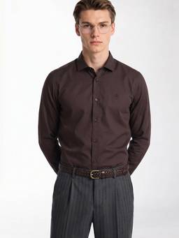 Jack & Jones - Men Brown Embroidered Logo Shirt