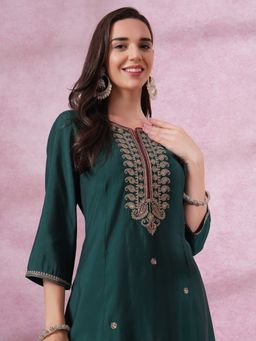 Nayam by lakshita - Modal Chanderi A-Line Kurta and Palazzo with Dupatta (Set of 3)