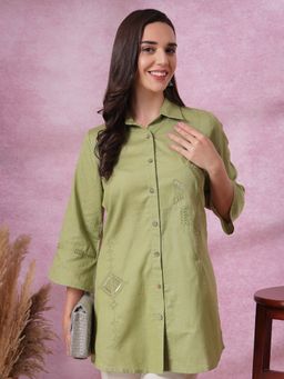 Nayam by lakshita - Embroidered Straight Button-Down Shirt for Women