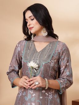 Nayam by lakshita - Abstract Printed Straight Kurta Pant with Dupatta (Set of 3)