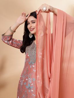 Nayam by lakshita - Abstract Printed Straight Kurta Palazzo with Dupatta (Set of 3)