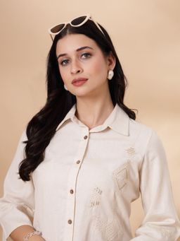 Nayam by lakshita - Women Embroidered Straight Button-Down Shirt