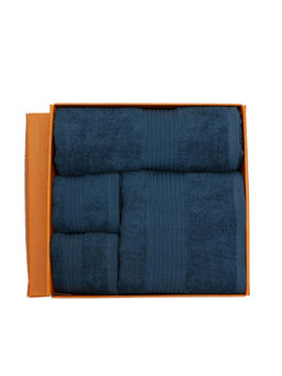 Maspar - Cotton Solid Medium Bath & Hand Towel Set Blue