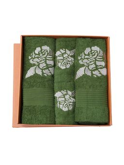 Maspar - Cotton Embroidery Medium Bath & Hand Towel Set Green