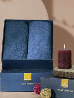 Maspar - Cotton Solid Medium Bath Towel Blue (Pack of 2)