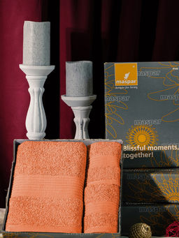 Maspar - Cotton Solid Medium Bath & Hand Towel Set Orange