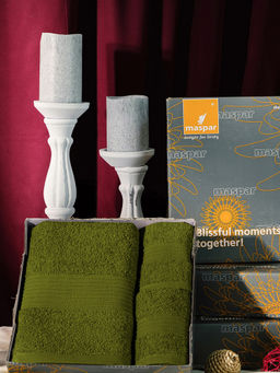 Maspar - Cotton Solid Medium Bath & Hand Towel Set Green