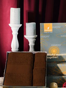 Maspar - Cotton Solid Medium Bath & Hand Towel Set Brown