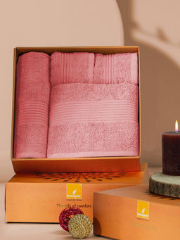 Maspar - Cotton Solid Medium Bath & Hand Towel Set Pink