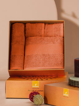 Maspar - Cotton Solid Medium Bath & Hand Towel Set Orange