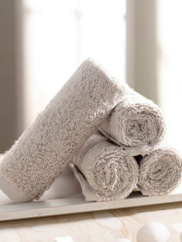 Maspar - Cotton Embroidery Face Towel Set White (Pack of 4)