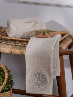 Maspar - Cotton Embroidery Hand Towel White (Pack of 2)