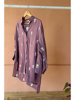 Kapraaha - Purple Embroidered Muslin Shirt