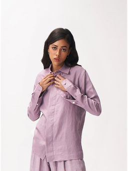 No Grey Area - Lavender Linen Boxy Shirt