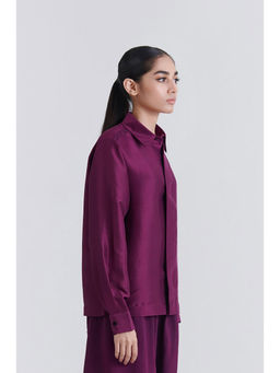 No Grey Area - Purple Satin Boxy Shirt