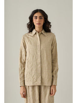 No Grey Area - Beige Kolam Boxy Shirt