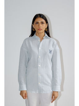No Grey Area - Blue Botanic Jali Shirt